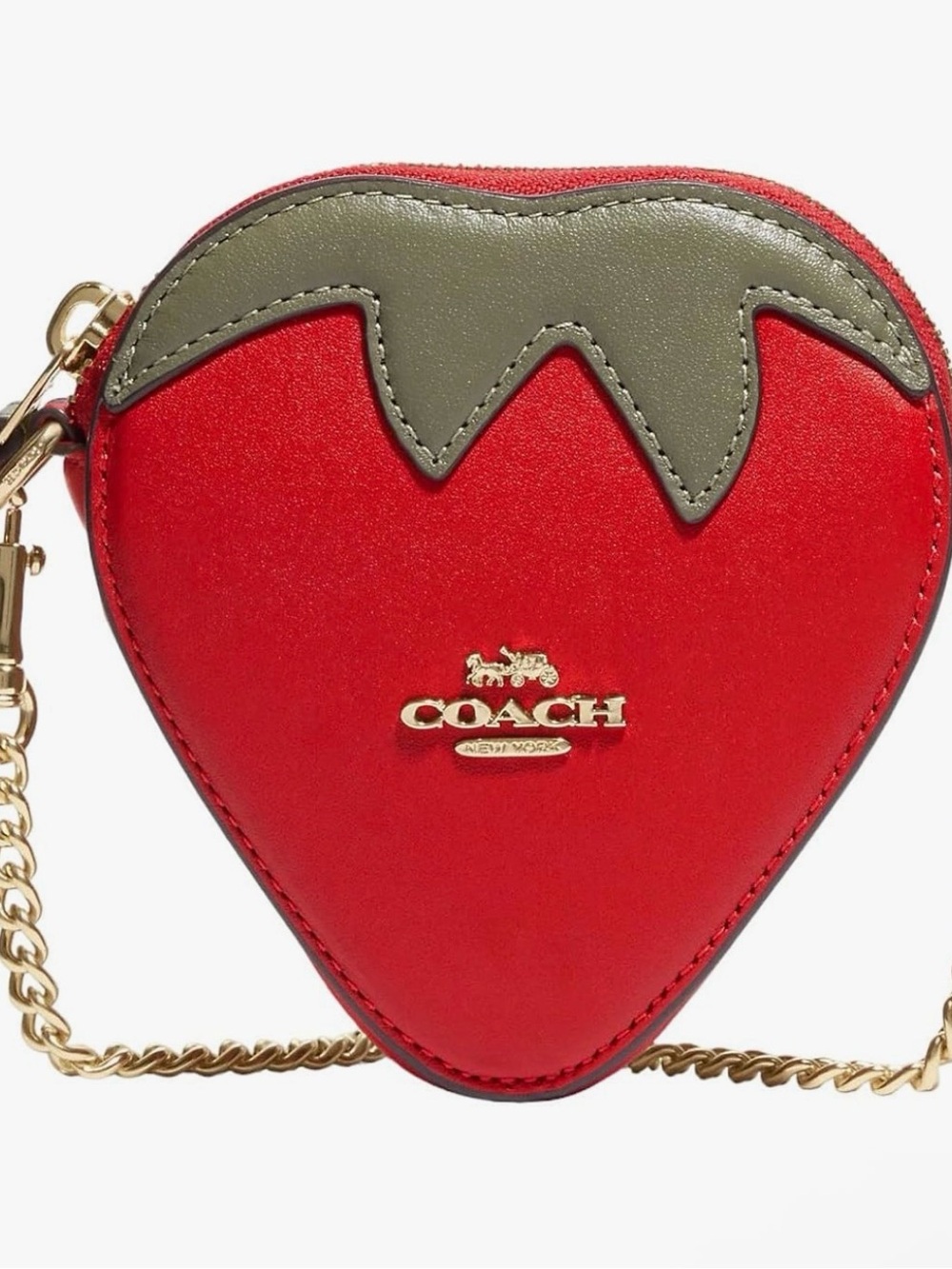 COACH Strawberry Mini Crossbody Bag in Red and Green
